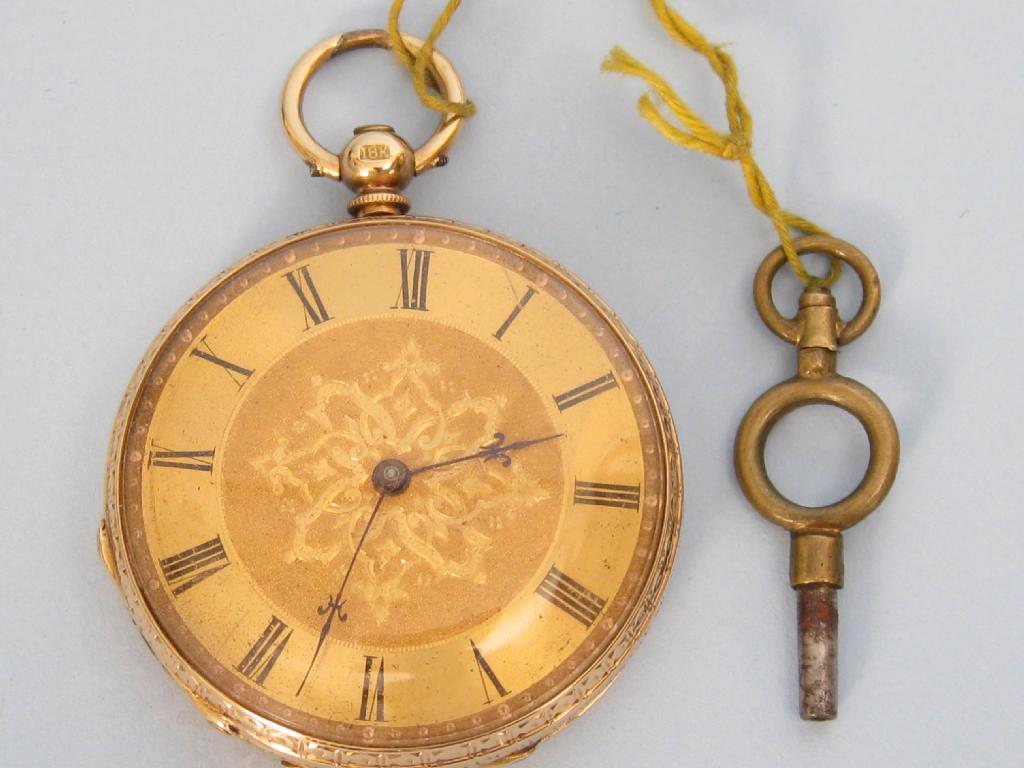 Appraisal: A Continental Pocket Watch with Roman Numerals and engraved case