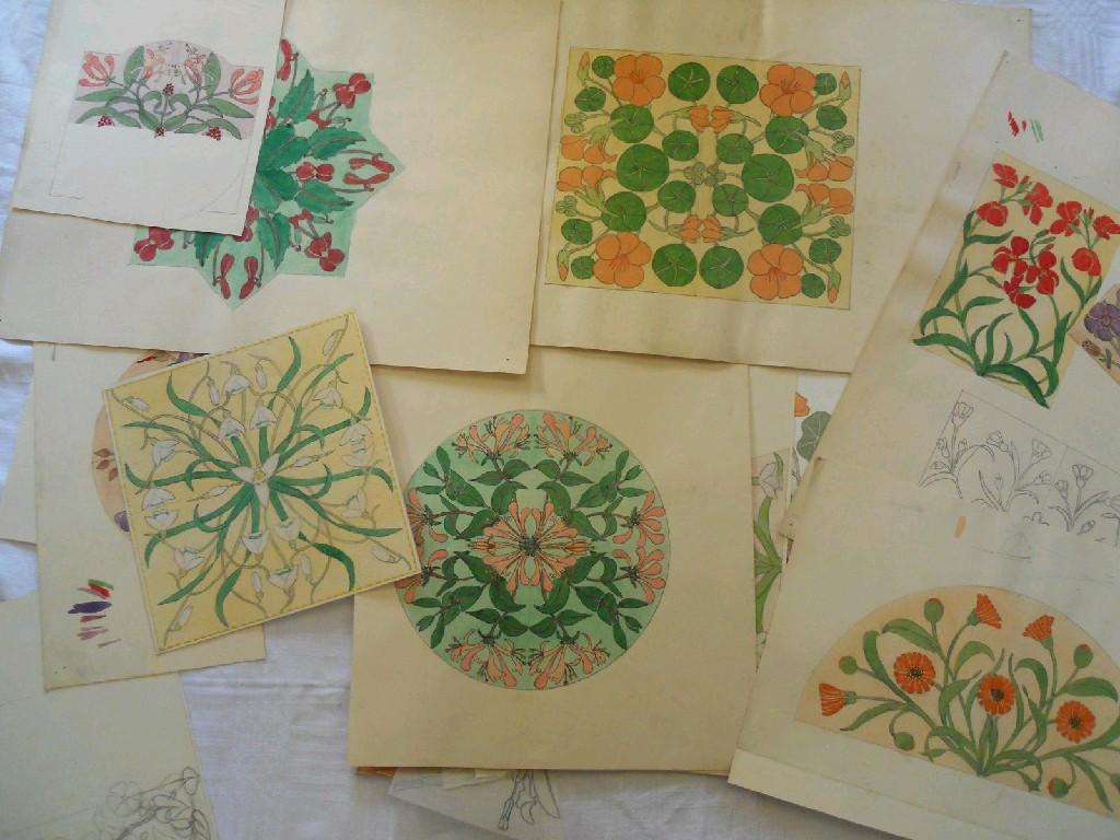 Appraisal: A folder of early th century watercolour and pencil designs