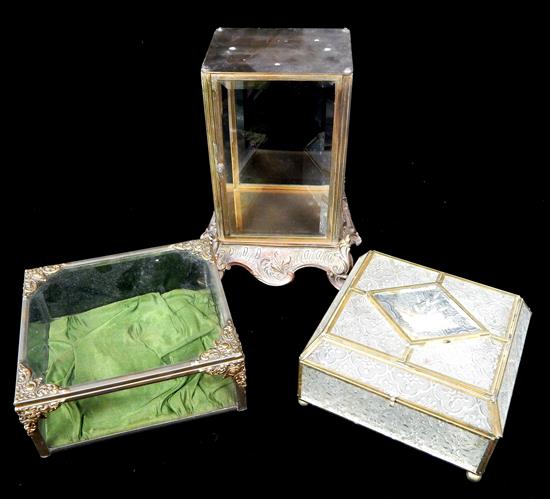 Appraisal: Three glass boxes and cases mantel clock case with three