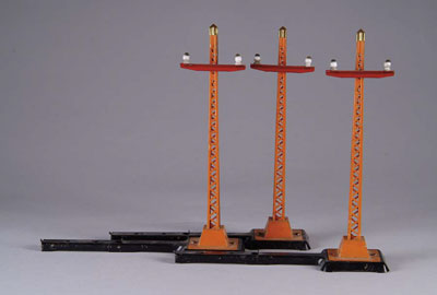 Appraisal: THREE LIONEL NO STANDARD GAUGE TELEGRAPH POLES CONDITION Excellent -