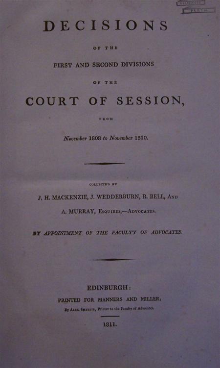 Appraisal: Court of Session Decisions of the first and second divison