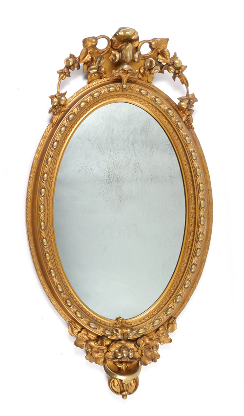 Appraisal: LARGE CARVED GILT WOOD WALL MIRROR Rococo style gilt wood