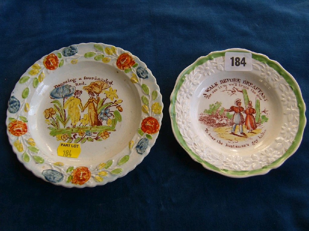 Appraisal: Two early th century child's plates one with printed and