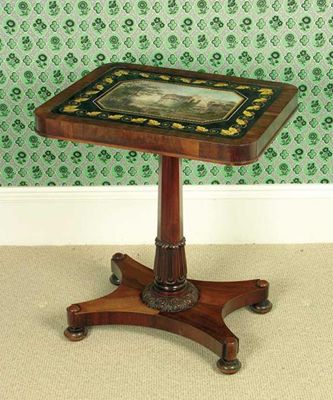 Appraisal: A George IV goncalo alves and scagliola inset occasional table