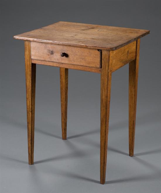 Appraisal: Single drawer work table nd half th century With overhanging