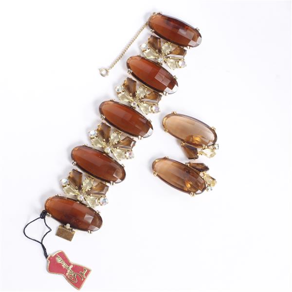 Appraisal: Schiaparelli pc Amber-colored Bracelet Clip on Earrings