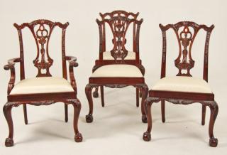 Appraisal: IRISH CHIPPENDALE DESIGNED DINING CHAIRS MISCELLANEOUS IRISH CHIPPENDALE DESIGNED DINING