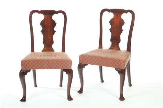 Appraisal: FOUR QUEEN ANNE SIDE CHAIRS England mid th century walnut