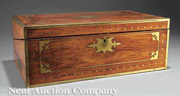 Appraisal: A Regency Brass-Inlaid Mahogany Lap Desk c interior with original