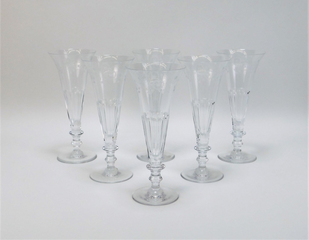 Appraisal: PC WILLIAM YEOWARD CRYSTAL CHAMPAGNE FLUTES England Late th CenturyCut