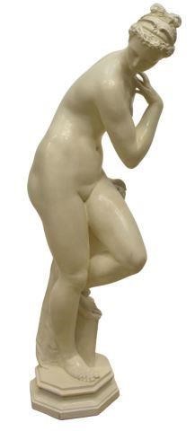 Appraisal: Italian Classical style ceramic sculpture Bathing Venus standing on an