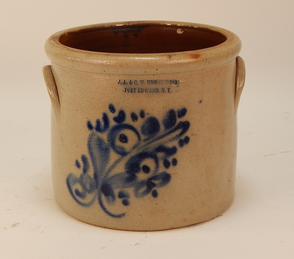 Appraisal: J A C W UNDERWOOD FORT EDWARD STONEWARE POT New