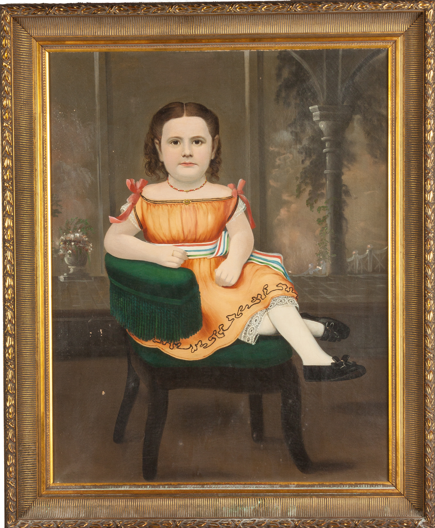 Appraisal: Portrait of a young girl in an armchair th cent