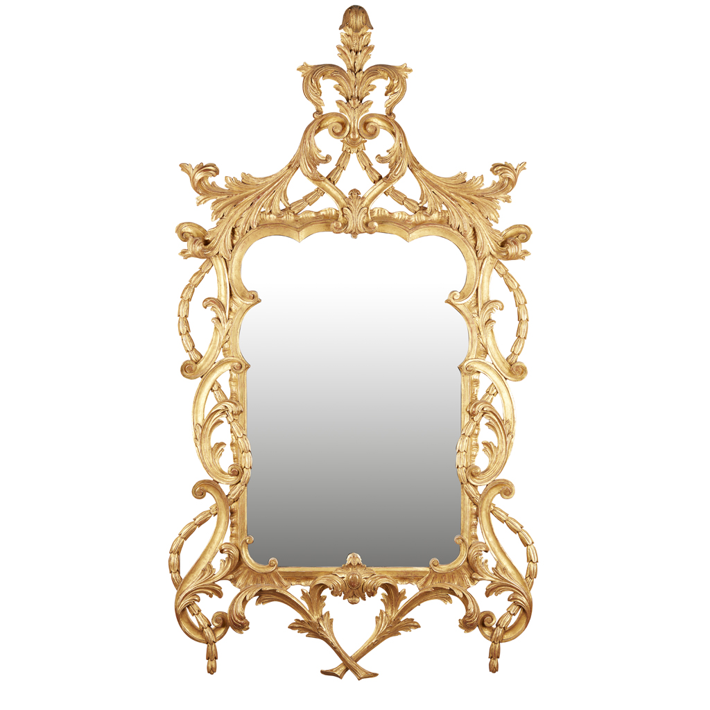 Appraisal: GEORGE III STYLE GILTWOOD MIRROR TH CENTURY the shaped rectangular