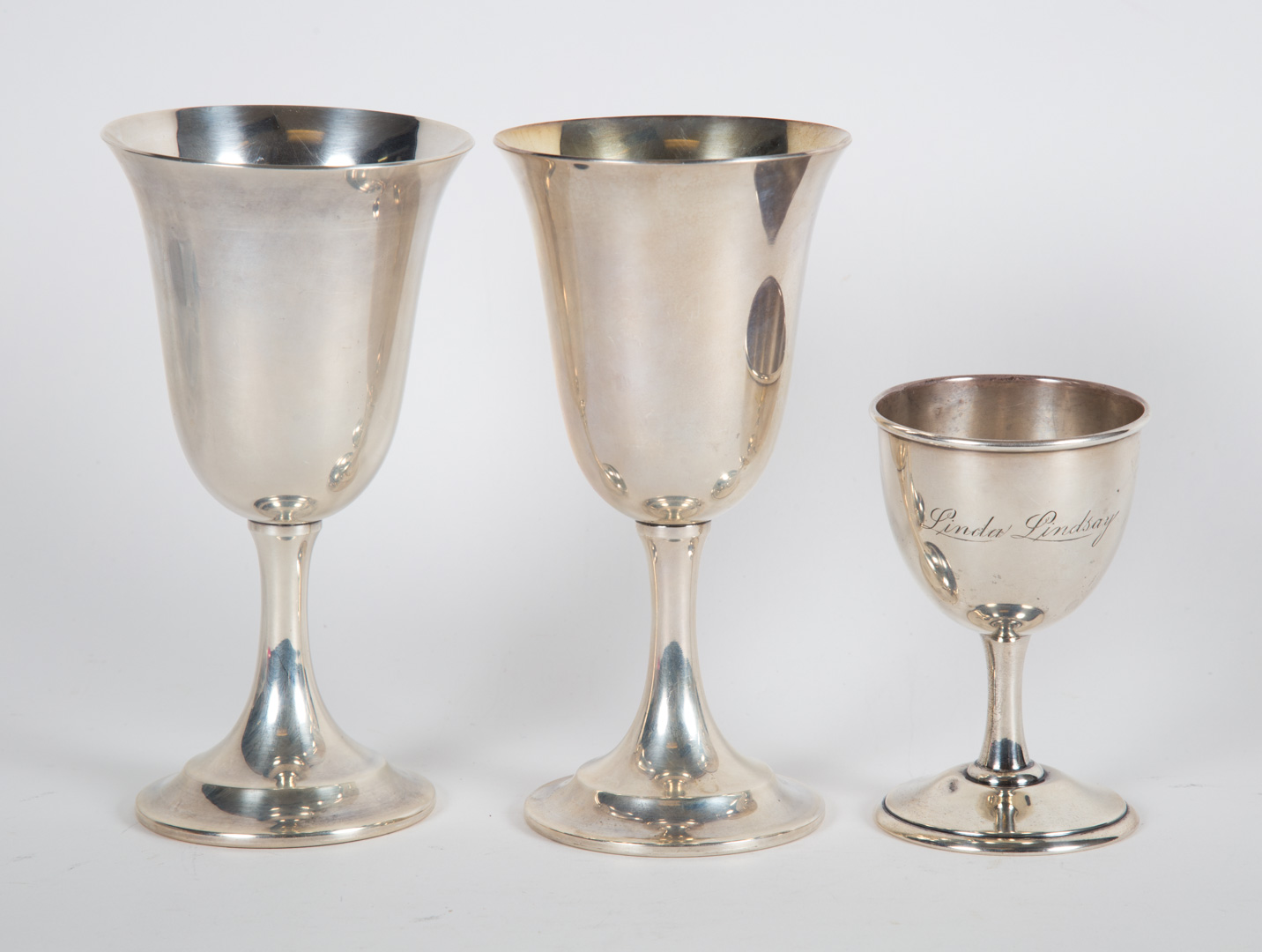 Appraisal: Three American sterling silver goblets ozt t w Condition One