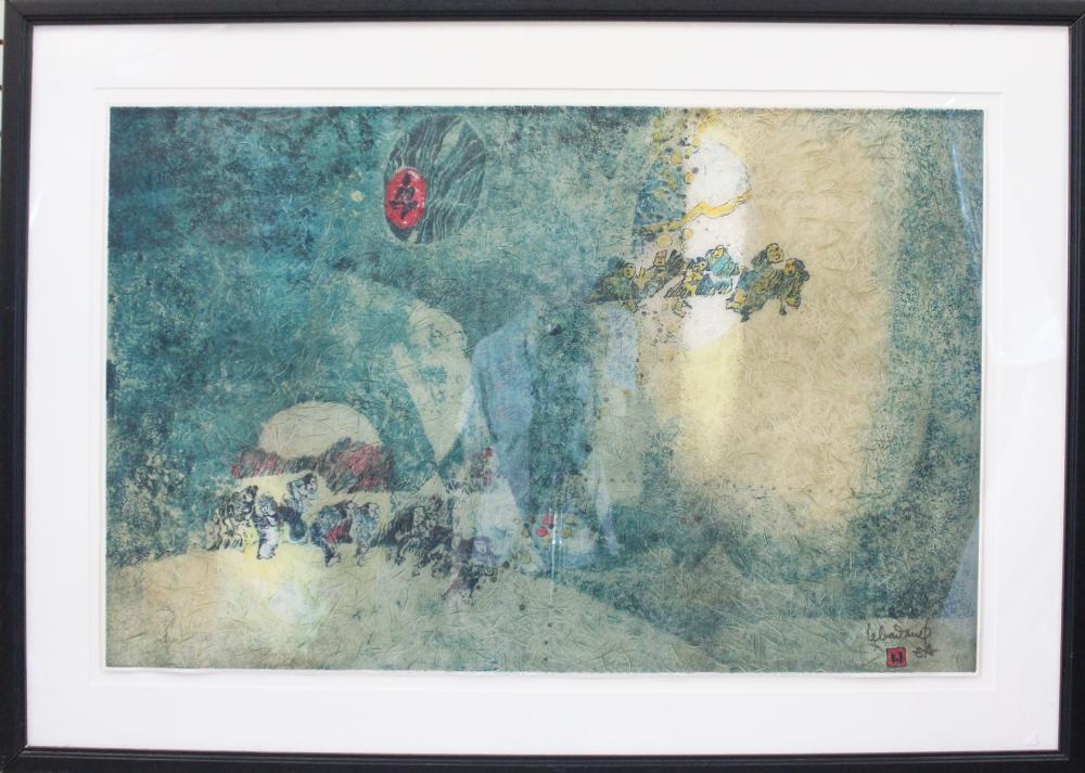 Appraisal: HOI LEBADANG France Vietnam born lithograph abstract design Signed lower