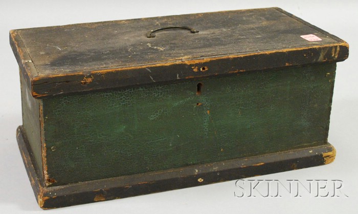 Appraisal: Green and Black Painted Lift-top Box rectangular box with hinged