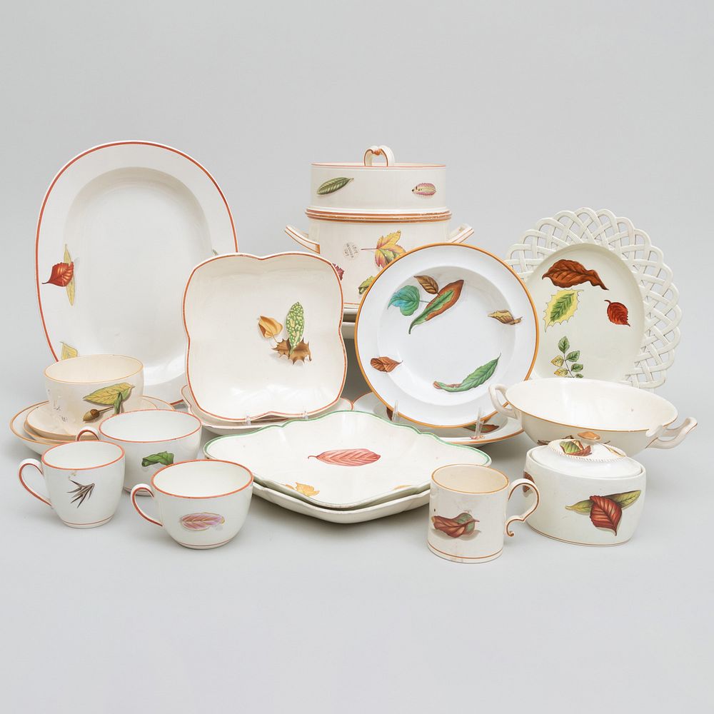 Appraisal: Assembled Wedgwood Creamware Service in the 'Shadow Leaf' Pattern and