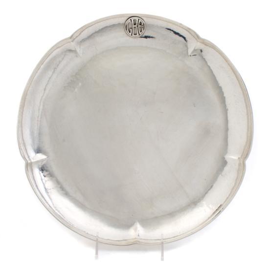 Appraisal: n American Silver Floriform Tray F Novick of lobed form