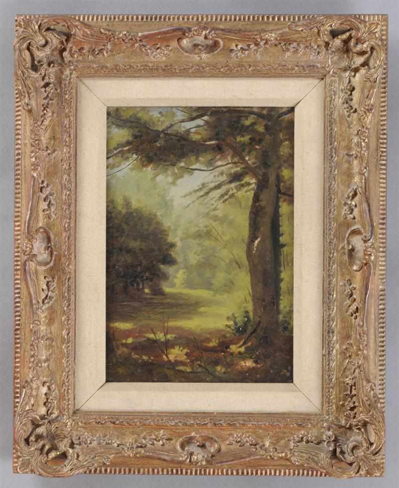 Appraisal: ATTRIBUTED TO LOUIS M EILSHEMIUS GREEN FOREST Oil on canvas