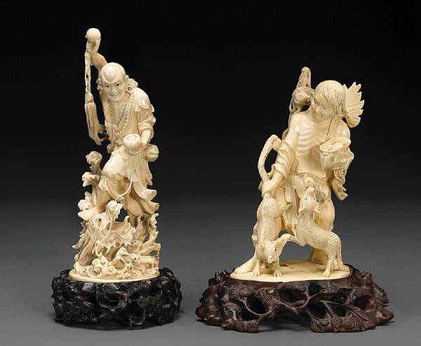 Appraisal: An ivory figural okimono th Century Depicting an emaciated Buddhist