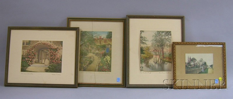 Appraisal: Three Framed Wallace Nutting Hand-colored Photographs and a Similar Framed