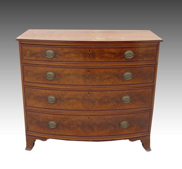 Appraisal: AMERICAN FEDERAL PERIOD BOW FRONT CHEST Graduated four drawer chest