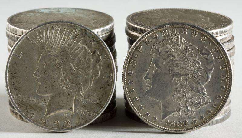 Appraisal: Circulated Morgan and Peace Silver Dollars of each type mixed