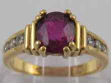 Appraisal: A yellow metal tests carat gold ruby and diamond ring