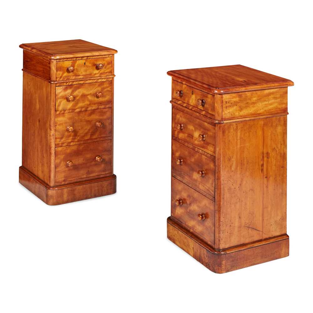 Appraisal: PAIR OF VICTORIAN SATIN BIRCH BEDSIDE CHESTS TH CENTURY the