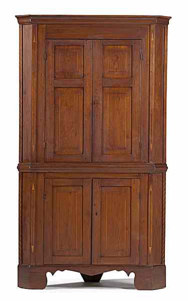 Appraisal: Kentucky Inlaid Corner Cupboard Kentucky early th century An inlaid