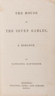 Appraisal: Hawthorne Nathaniel The House of Seven Gables Boston Ticknor Reed