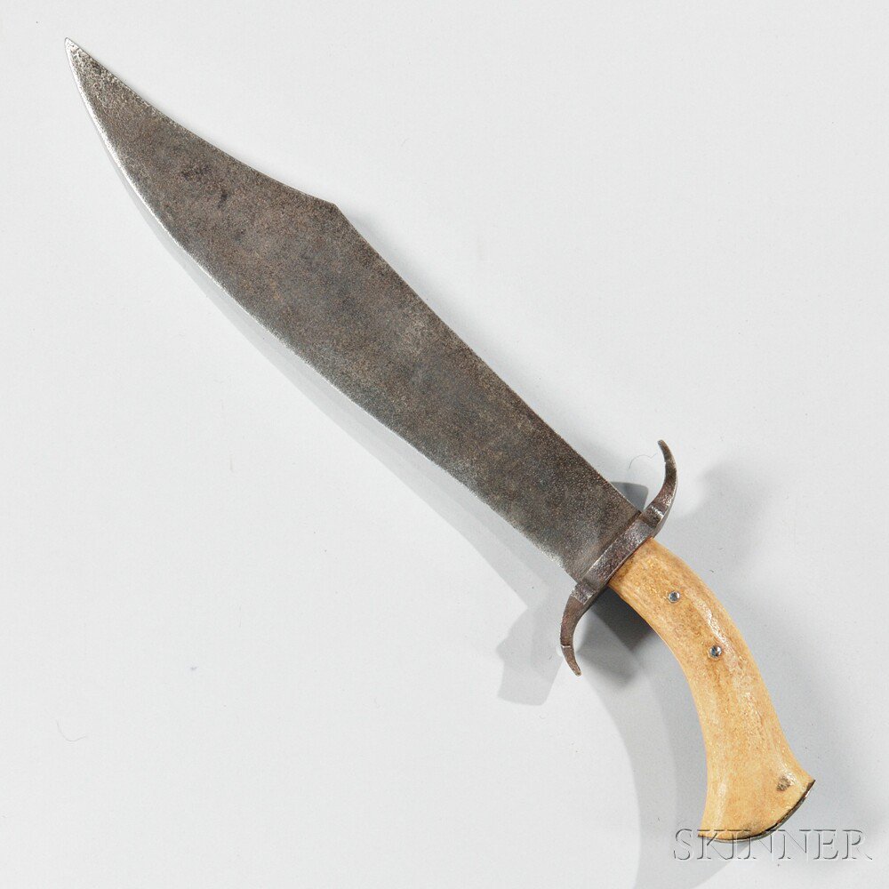 Appraisal: Hunting Knife c th century antler grip with a plate