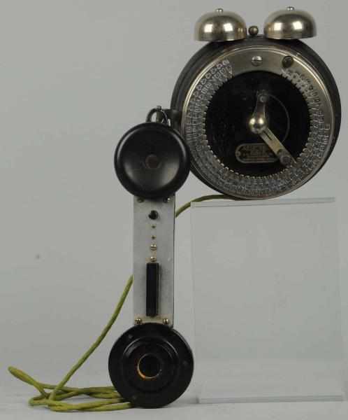 Appraisal: Couch Autophone Telephone with Handset Circa wood base nickel plated