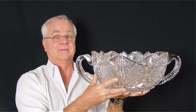 Appraisal: MONUMENTAL BRILLIANT PERIOD CUT GLASS PUNCH BOWL Double handle bowl