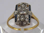 Appraisal: A French hallmarked carat gold and platinum sapphire and diamond