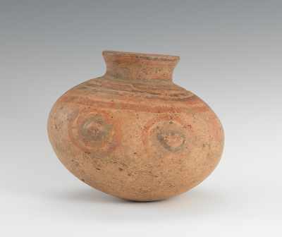 Appraisal: Pre-Columbian Pottery Bowl Pre-Columbian pottery bowl with nodules and geometric