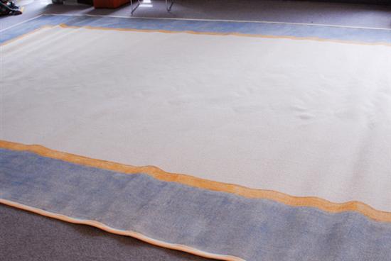 Appraisal: Painted Sisal Rug with blue cream and gold ' x