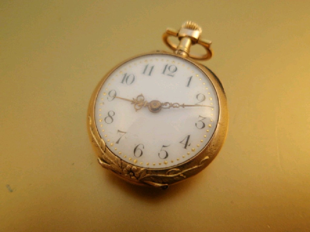 Appraisal: A small ladies fob watch case stamped bezel wind the