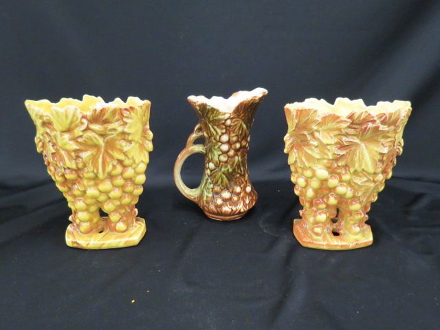 Appraisal: McCoy Pottery Vases grape cluster decor excellent