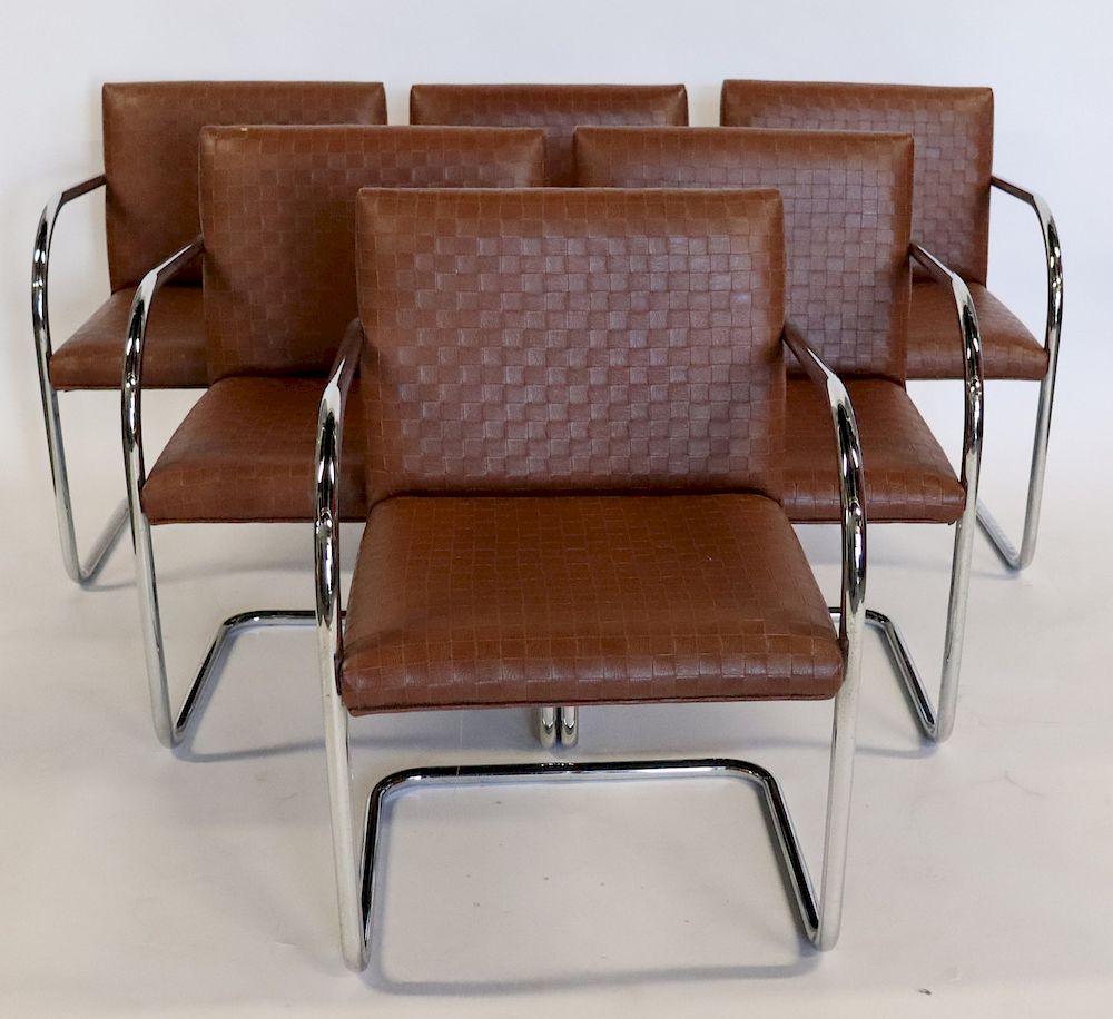 Appraisal: MIDCENTURY Set Of Chrome And Upholstered Chairs Nice basket weave