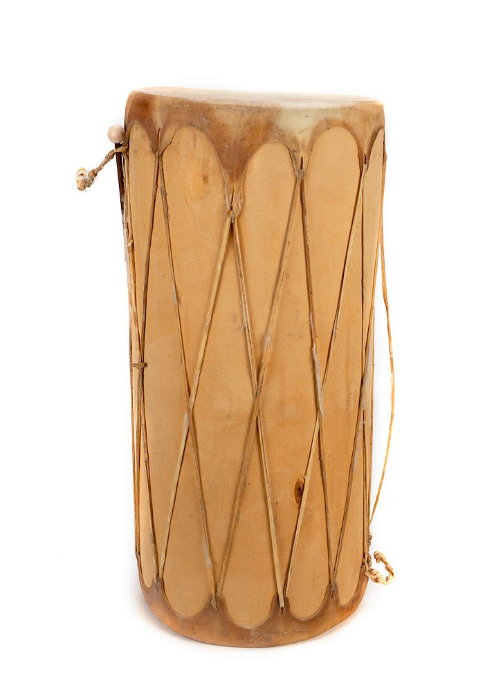 Appraisal: Taos Drum Taos Drum carved wood and hide x inches