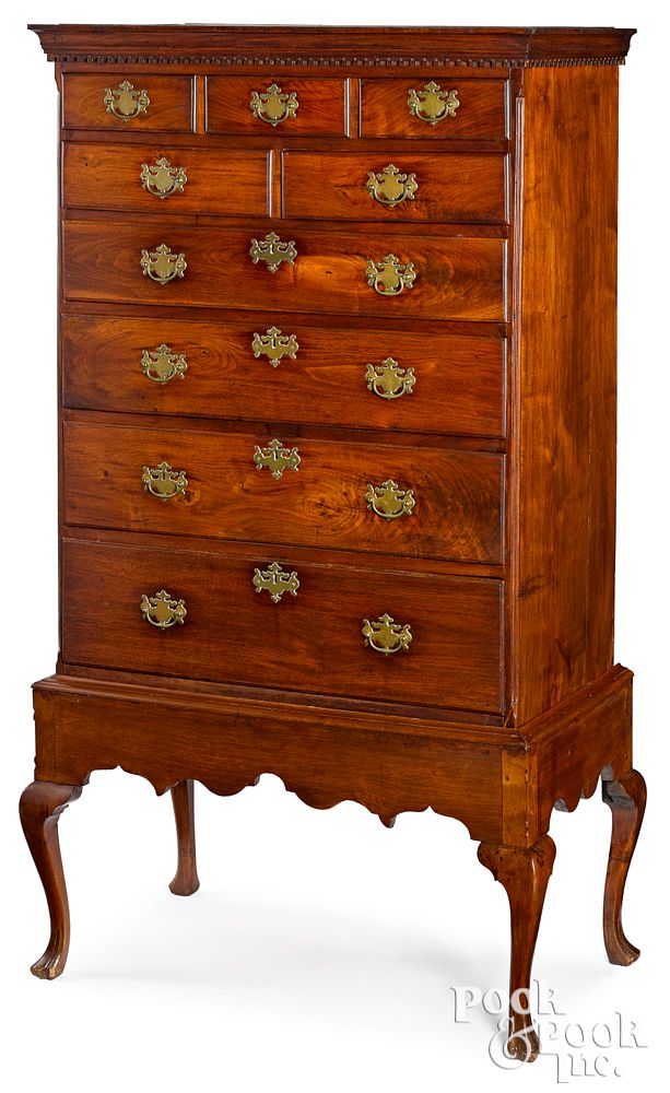 Appraisal: Pennsylvania Queen Anne walnut chest on frame Pennsylvania Queen Anne