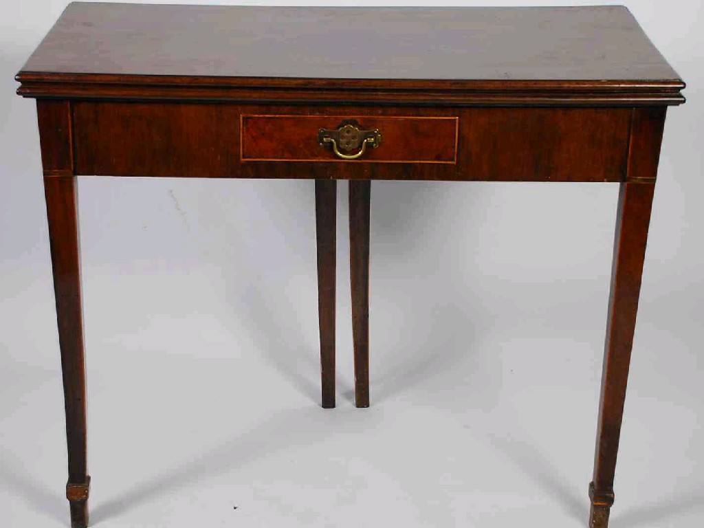 Appraisal: GEORGE III MAHOGANY TEA TABLE with boxwood edging and inlay