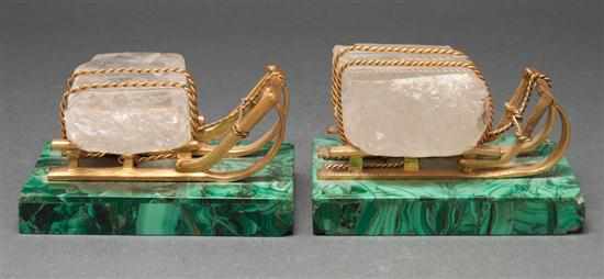 Appraisal: Two Russian gilt metal sleds with rock crystal ice loads