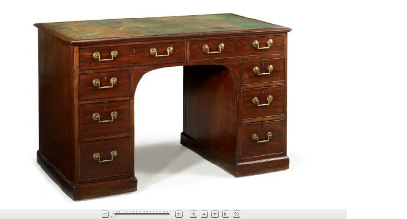 Appraisal: George III mahogany pedestal desk the rectangular crossbanded top with