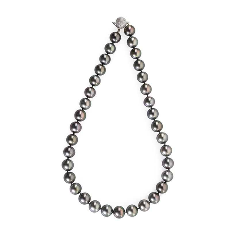 Appraisal: BLACK TAHITIAN PEARL AND DIAMOND NECKLACE Condition Report