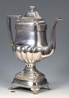 Appraisal: NY Coin Silver Coffee Pot w Warming Stand John and