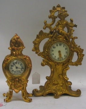 Appraisal: TWO AMERICAN VICTORIAN GILT METAL TIME PIECES the first by