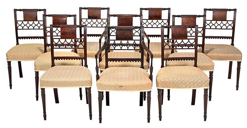 Appraisal: Fine Set of Ten Sheraton Mahogany Dining Chairs probably British